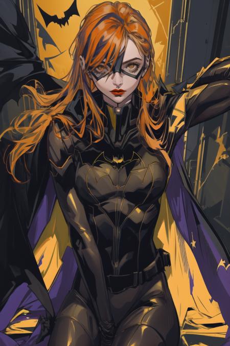 00497-2086522875-(masterpiece),best quality,1girl,upper_body,_lora_Barbara-04_0.65_,batgirl,batgirl,suit,orange hair,cape,bodysuit,cape,lipstick,.png